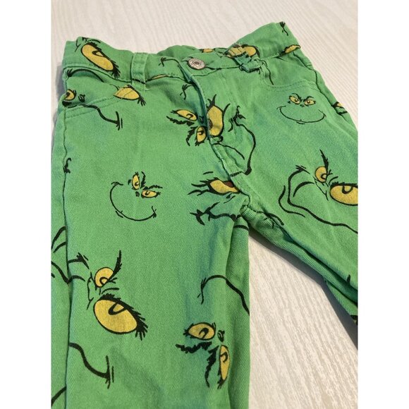 Grinch Bell Bottom Distressed Denim Pants Green Christmas Toddler Size 5/6 - Picture 3 of 7